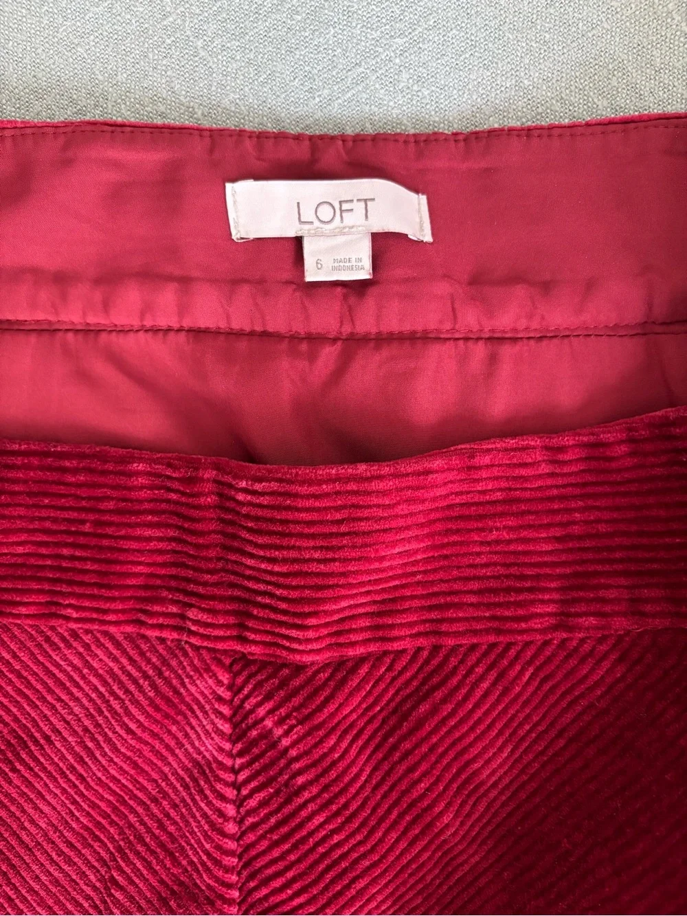 LOFT Corduroy Mini Skirt Deep Red Size 6